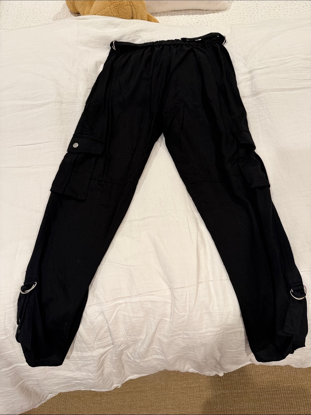 NWOT Blank NYC Black Cargo Jogger Pants with Ring Details
